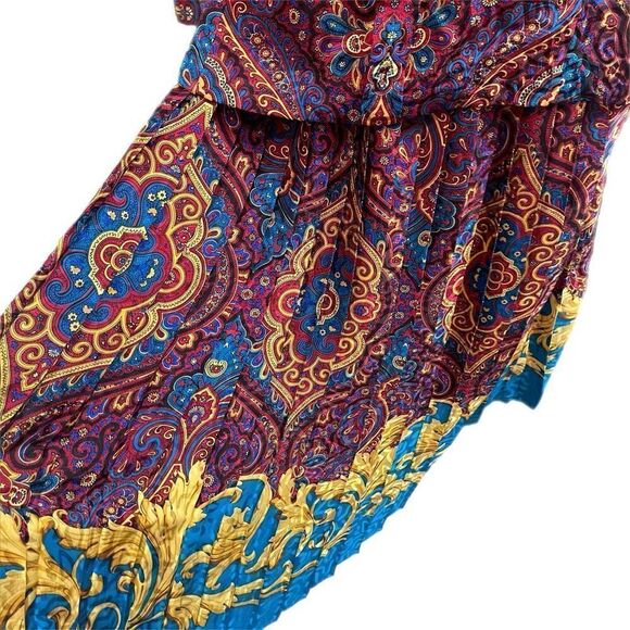 Richard Warren VTG 100% Silk Paisley Skirt Set Size 14 - Picture 4 of 15